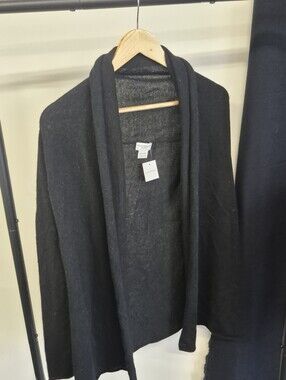 Club Monaco Black Open Front Cashmere Blend Cardigan